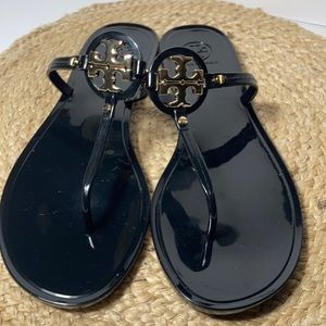 Tory Burch Black/Gold Jelly Miller Size 10M